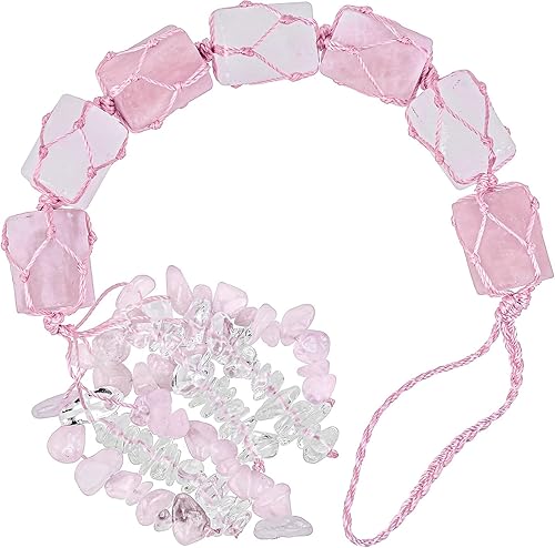 rockcloud Adorno colgante de selenita de cristal hecho a mano con borlas de piedras de chip, decoración de Fengshui para reiki, curación, yoga,