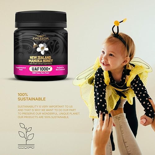 Miniatura 6 de FREZZOR Miel de Manuka cruda prémium de Nueva Zelanda con UAF1000+ Perfect Daily Wellness Ritual, Superfood, 4 frascos (8.8 oz/250 g por frasco)