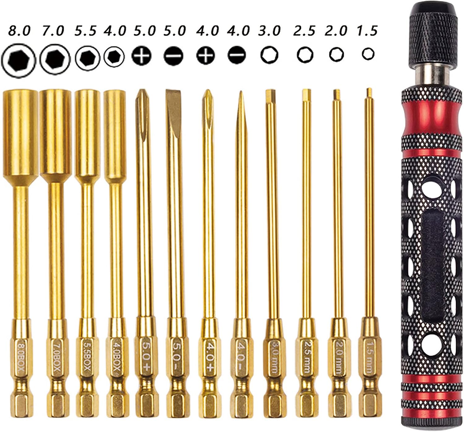 RC Hex Driver Set, Hexagonal Head Nut Drivers with Hex Wrench Hex Wrench RC Tool Kit for RC Car T-raxxas A-rrma Axial SCX10 Redcat Racing