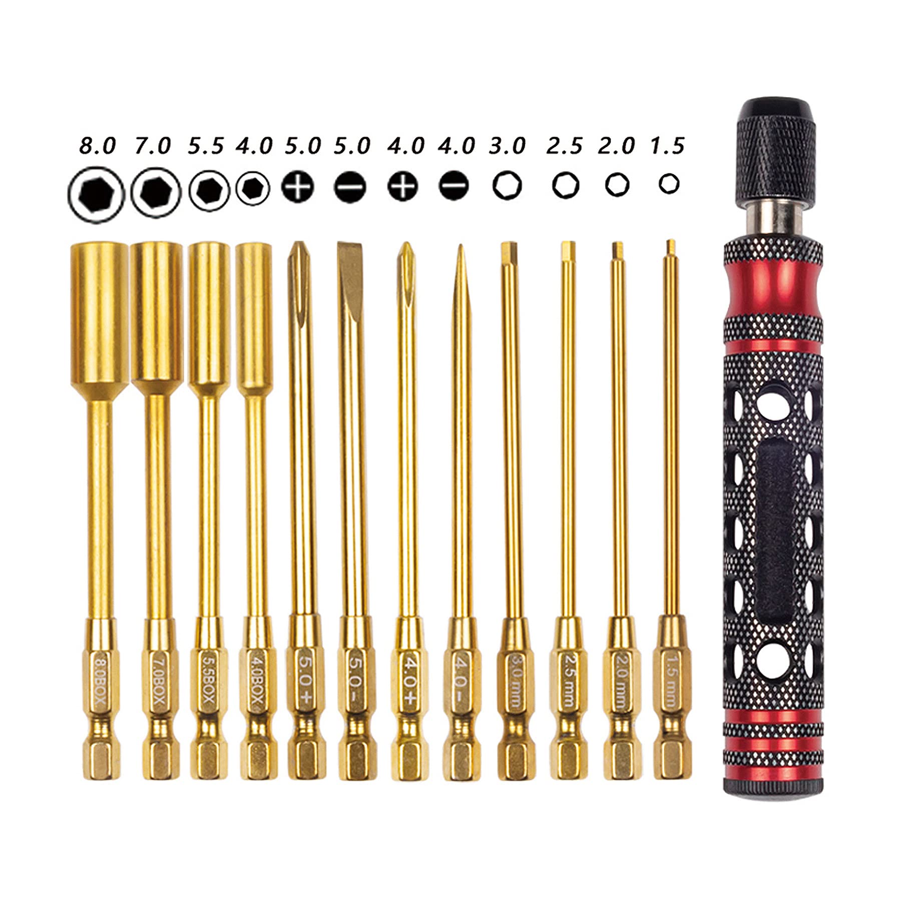 Set di driver esagonali RC, driver a testa esagonale con chiave esagonale, kit di attrezzi RC per auto RC T-raxxas A-rrma Axial SCX10 Redcat Racing