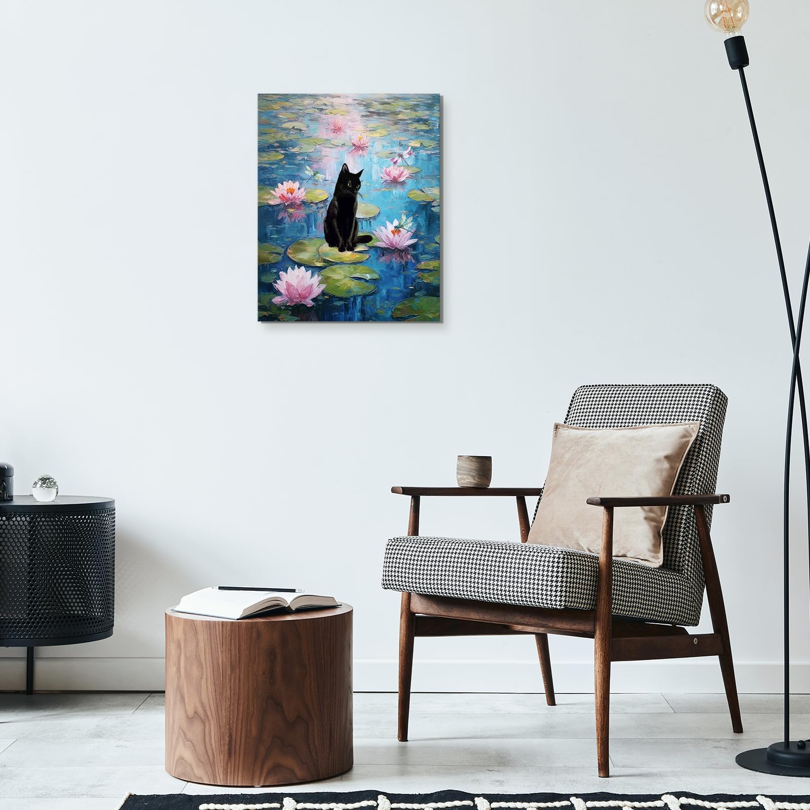 Amazon.com: Monet Inspired Canvas Prints Wall Art Black Cat on 