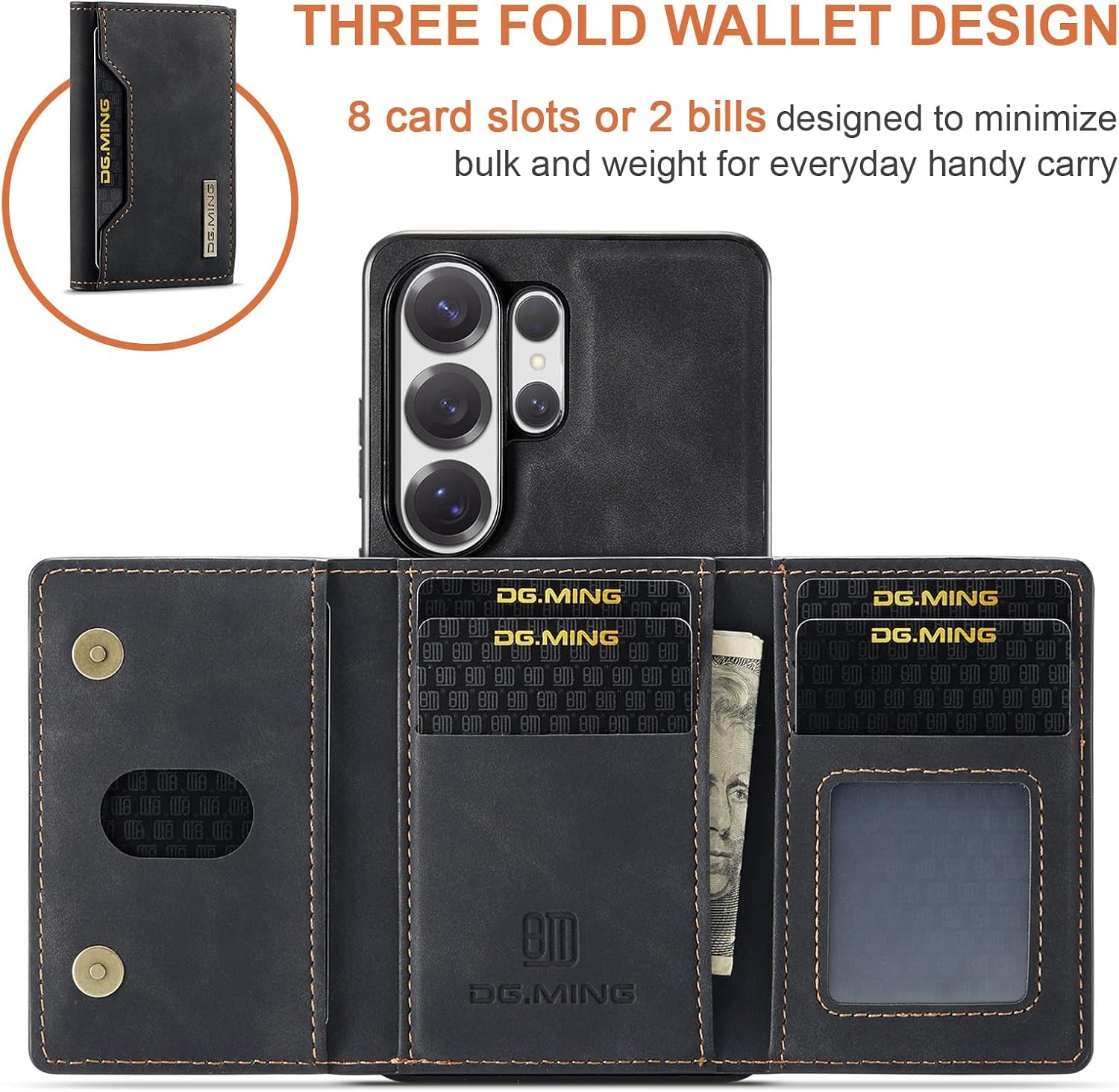 SZHAIYU M2 2 in 1 Detachable Leather Phone Cases for Samsung Galaxy S26 Ultra 5G Case Wallet with Card Holder Men 6.9'' (Black)