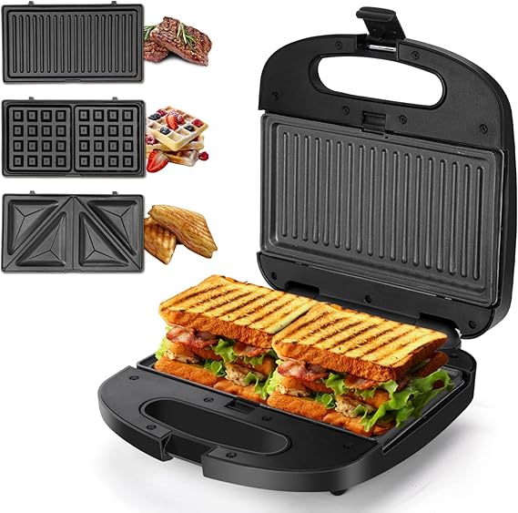 Sandwichmaker 3 in 1, Kontaktgrill, Waffeleisen, 800 W