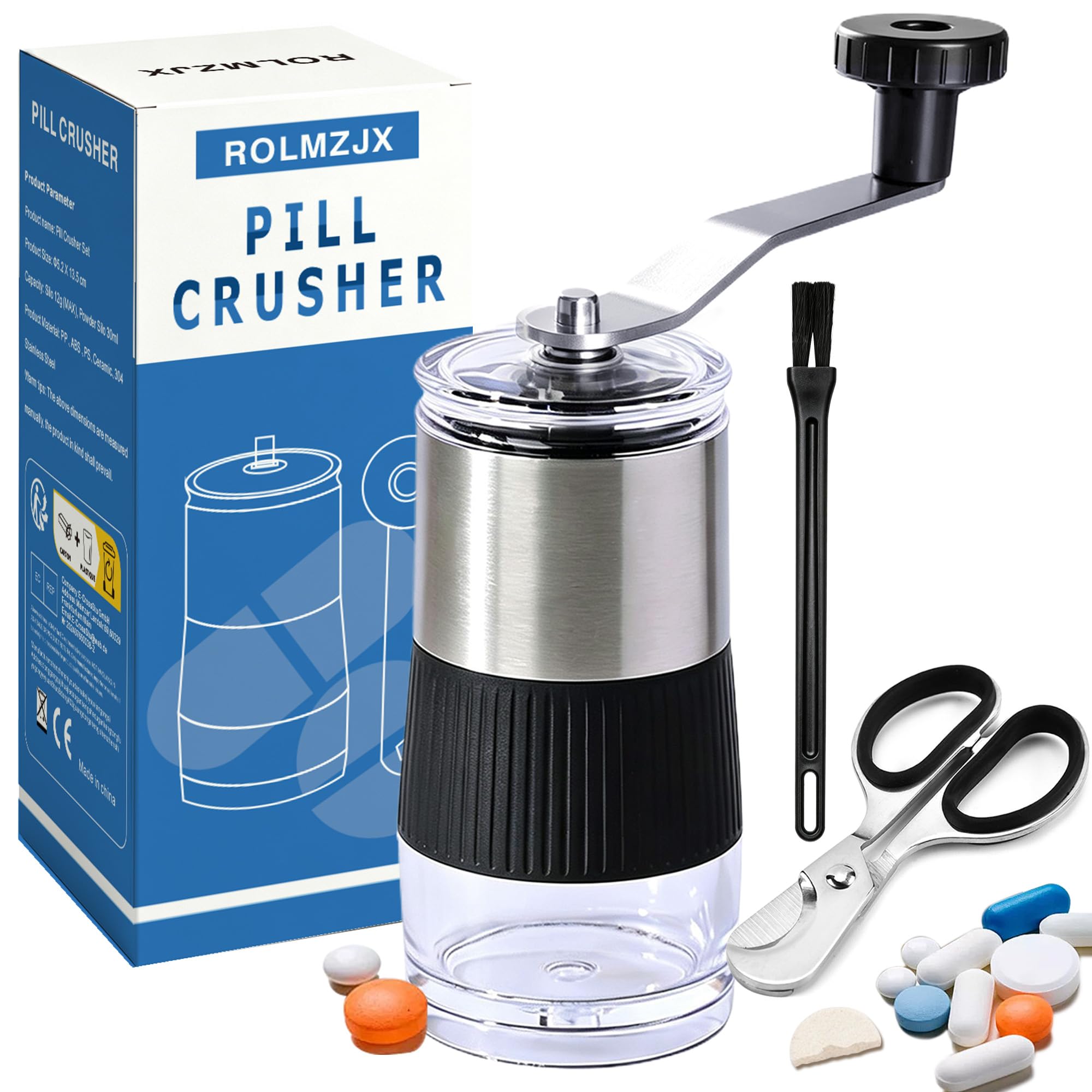 Broyeur De Comprimés,Broyeur Médicaments Et Ciseaux Diviseurs De Pilules,Pilulier Broyeur Manuel, Pour Broyer Plusieurs Pilules, Pour Domestique Personnes Âgées Et Enfant