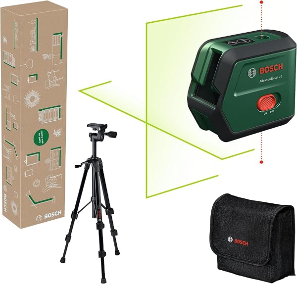 Bosch Home and Garden AdvancedLevel 2G Çapraz Çizgi lazeri Seti (Tripod, 3.6V Li-Ion ile)