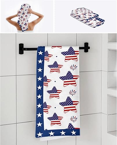 Miniatura 7 de Stars Stripes Flag Bath Towels for Bathroom Set - Luxury Microfiber Towels Gifts for Women,Quick Dry Beach Kitchen Hand Hair Face Yoga Workout Gym