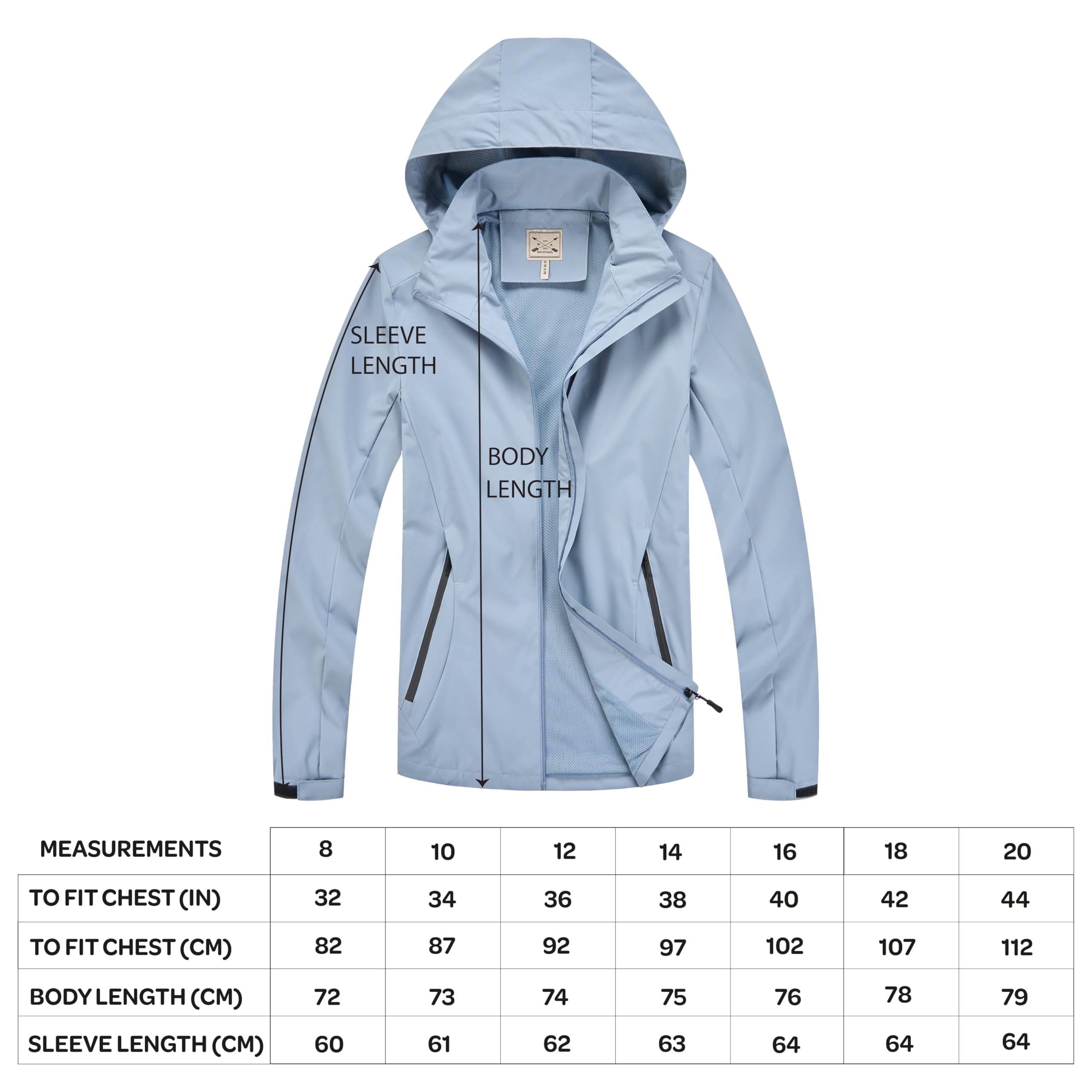 Blu Apparel Veste imperméable pour femme avec doublure en maille respirante coupe-vent