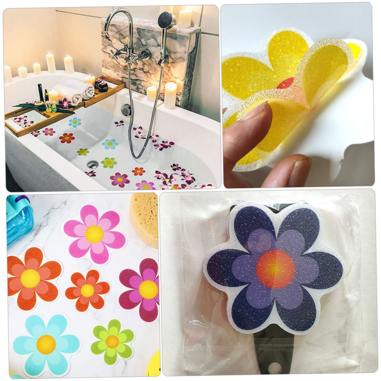 Alipis 4 Juegos Adhesivos Antideslizantes para Flores. Calcomanías Adhesivas para Bañeras Calcomanías para El Piso De La Ducha Niño Pegatina De Pared Girasol De Polivinilo