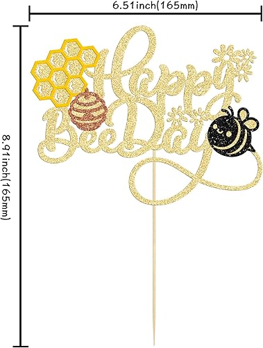 Miniatura 2 de Gyufise 1 decoración de pastel con purpurina negra con temática de abejorros, decoración para baby shower, suministros de fiesta de cumpleaños para