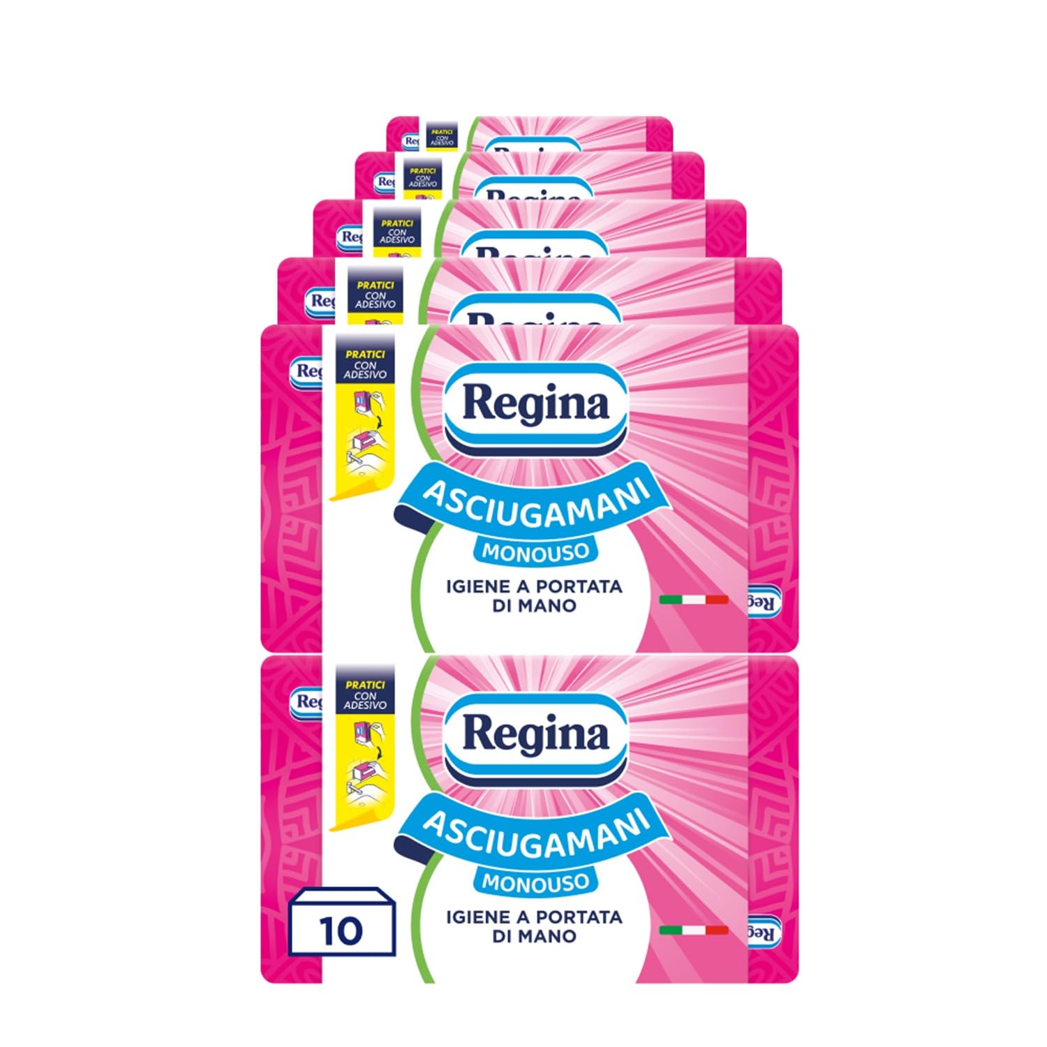 Regina Asciugamani Monouso – 10 Confezioni da 100 Servizi ciascuna, Asciugamani Usa e Getta Pratici ed Igienici, 100% Cellulosa FSC, Biodegradabili, Confezione Dispenser