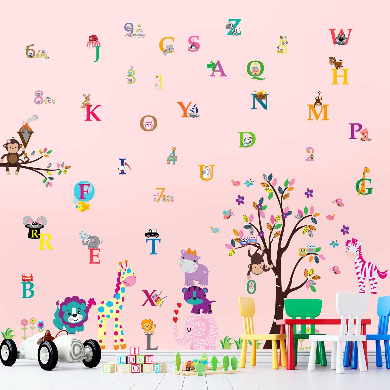 WALPLUS Removable Animal Wall Stickers for Kids - Nursery, Bedroom, Playroom Decor, Easy Peel & Stick, Non-Toxic
