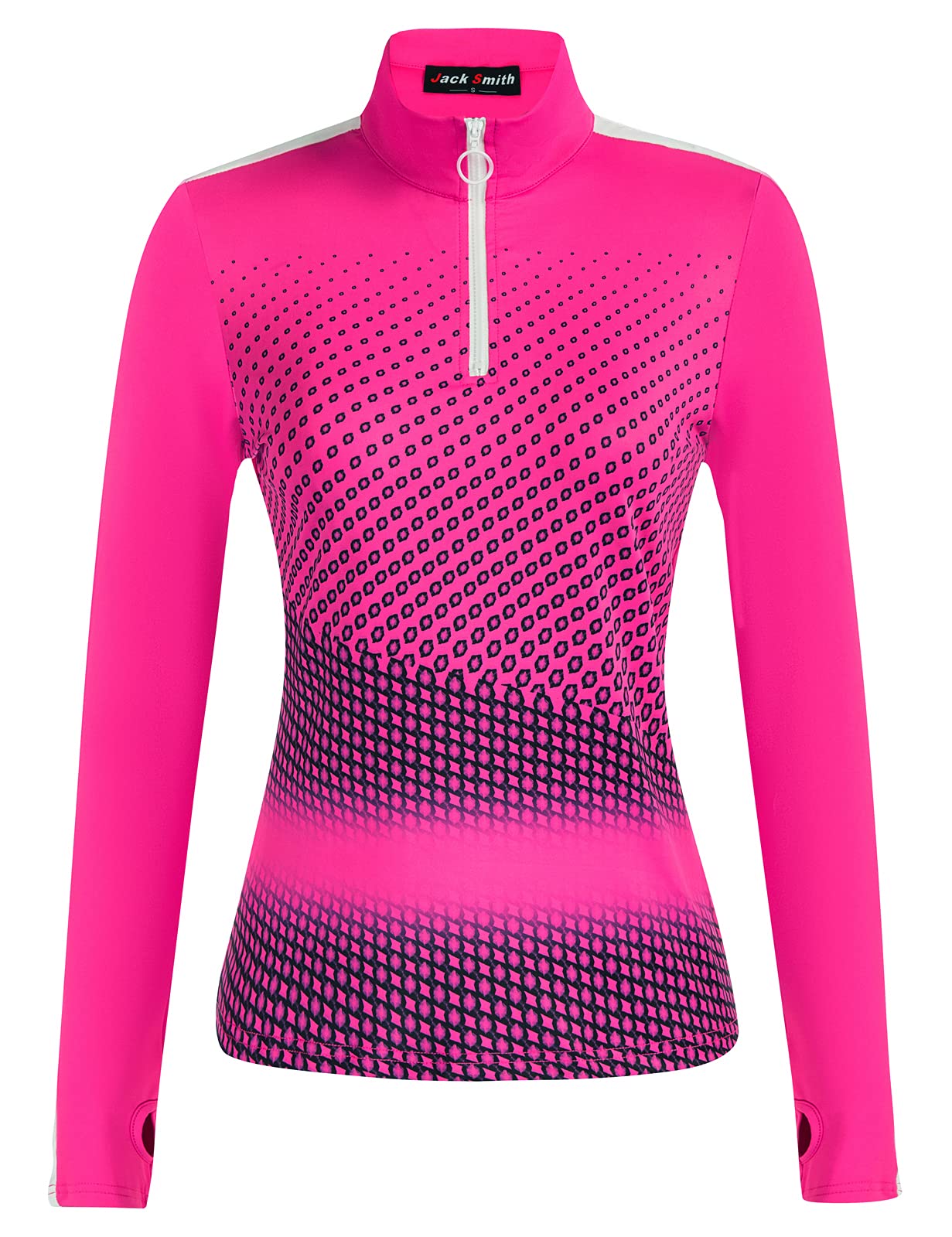 JACK SMITH Women Long Sleeve Workout Shirts Moisture Wicking Golf Shirts with Thumb Holes S-2XL