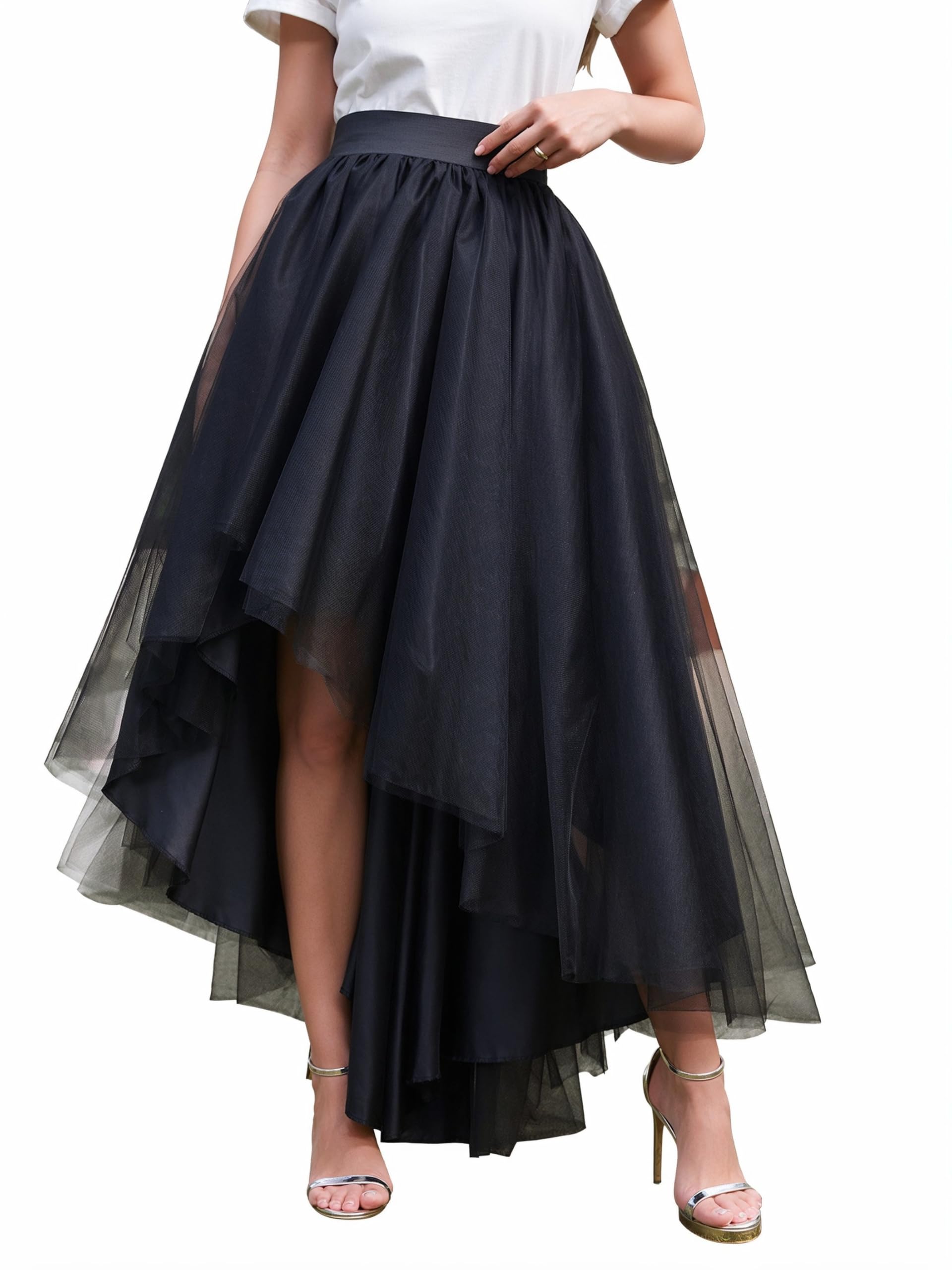Tüllrock für Damen, zum Schnüren, für Hochzeit, Party, Abschlussball, Cocktail, Netzstoff, langer Tüllrock