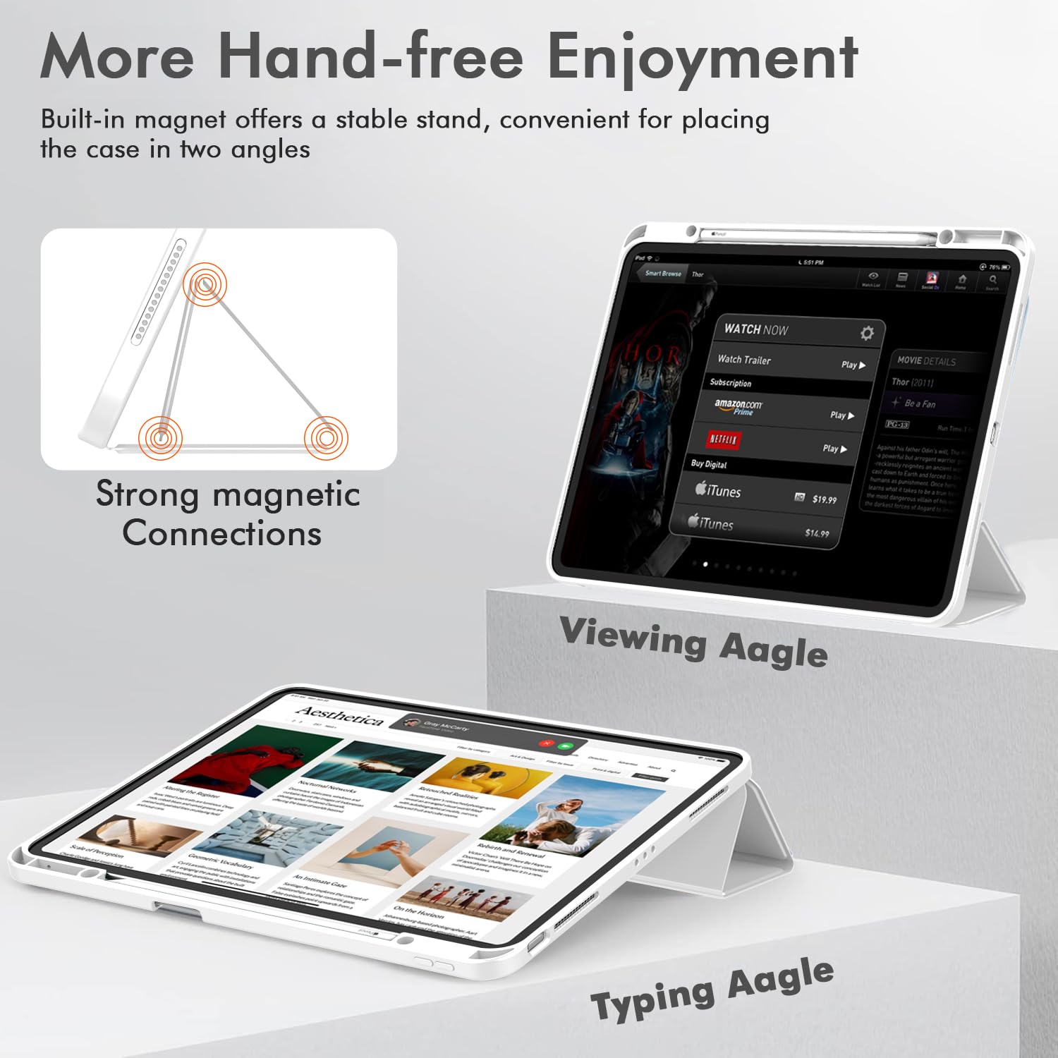 IPad Air 11 Inch Case With Pencil Holder - Smart Trifold Cover For 2025-2020 Models