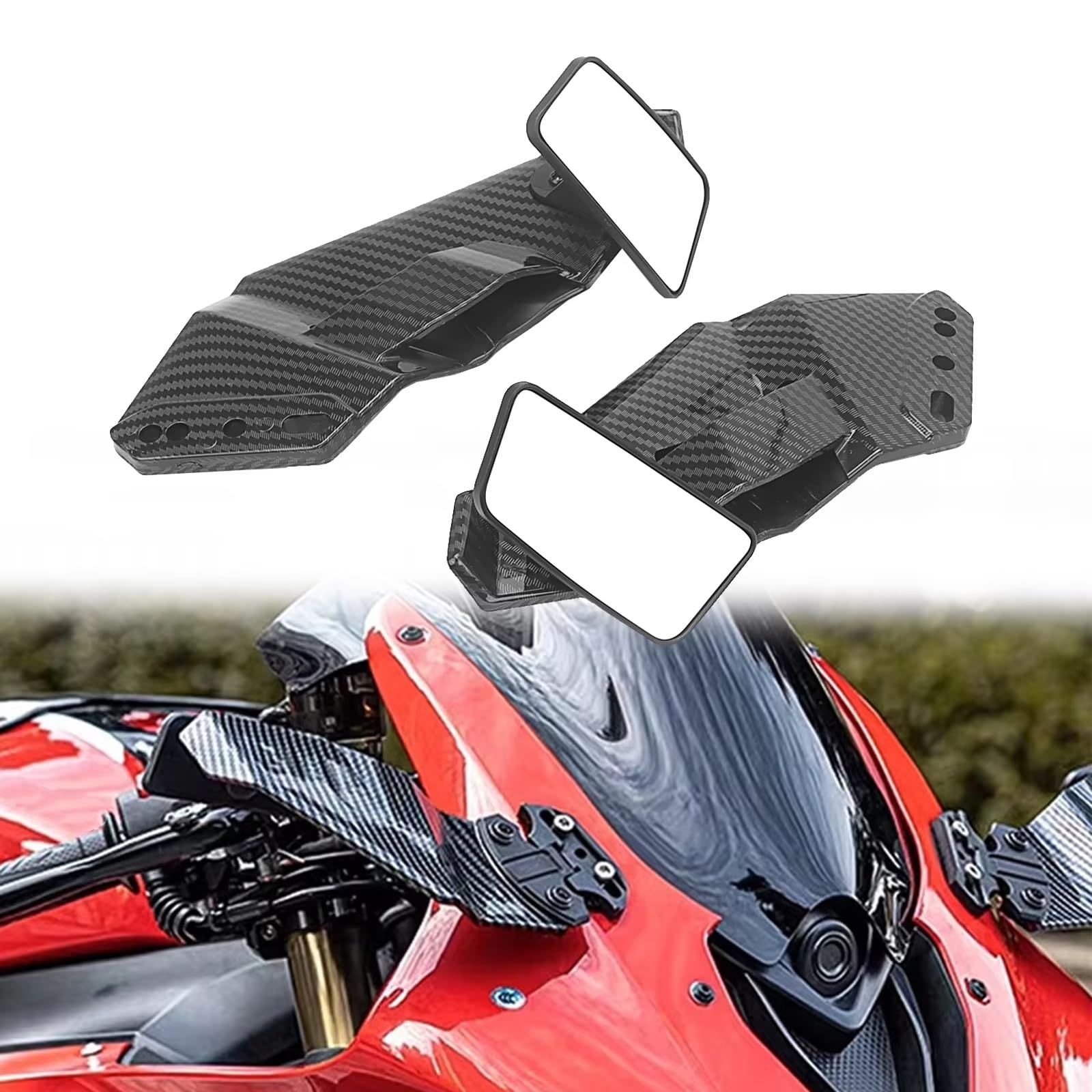 Motorrad Winglet Kompatibel Mit Yamaha Für Yzf Für R1 Für R3 Motorrad Spoilerverkleidung Verstellbare Drehbare Rückspiegelseite Flügel