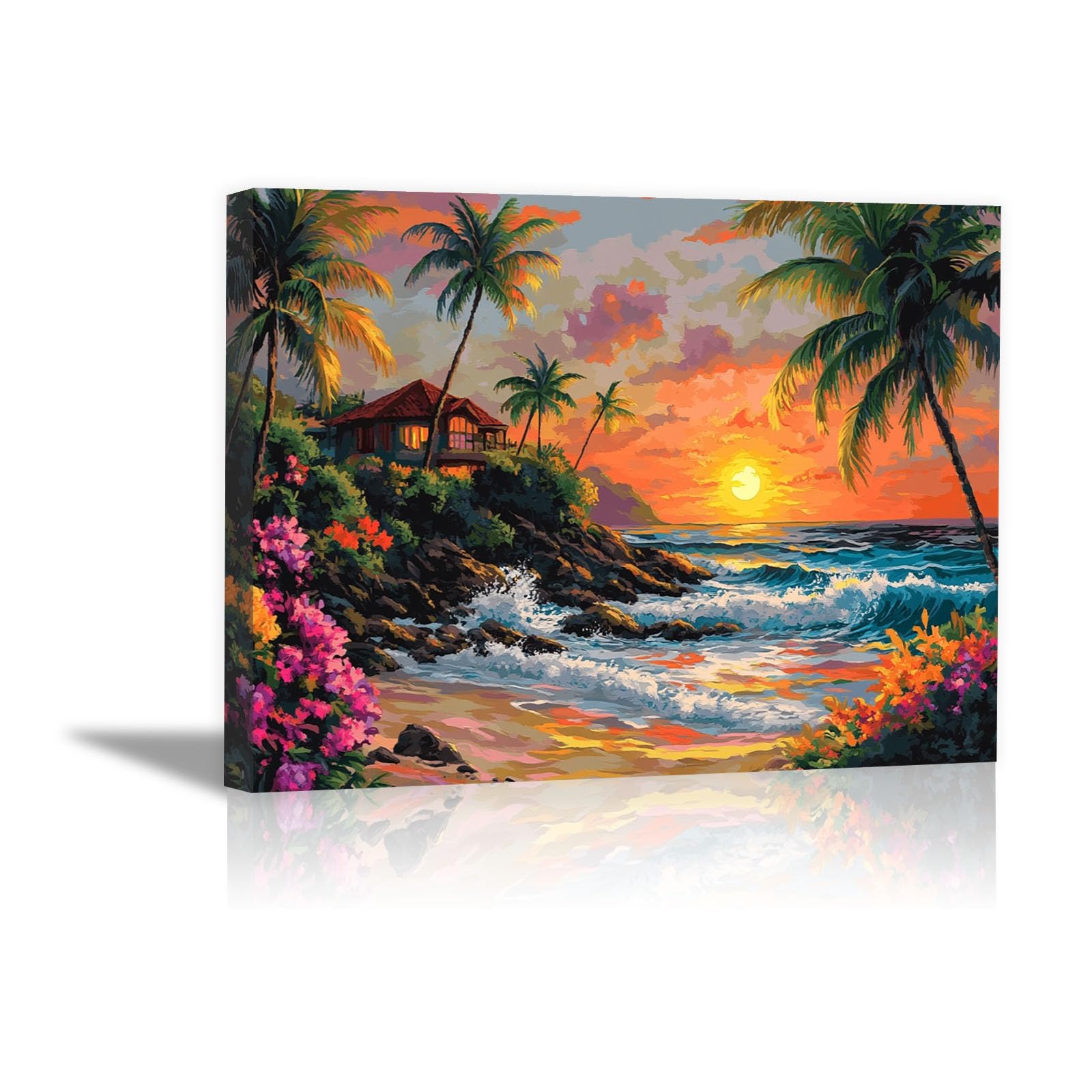 Cuadros decorativos de paisaje tropical al atardecer para un salón moderno y relajante 8