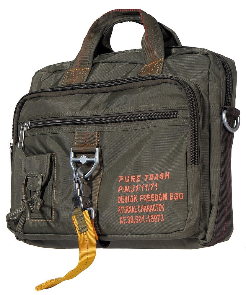 Dettagli su PILOT BAG BORSA TRACOLLA VERDE MILITARE CON MOSCHETTONE 40 x 10 x 30 cm PORTA PC