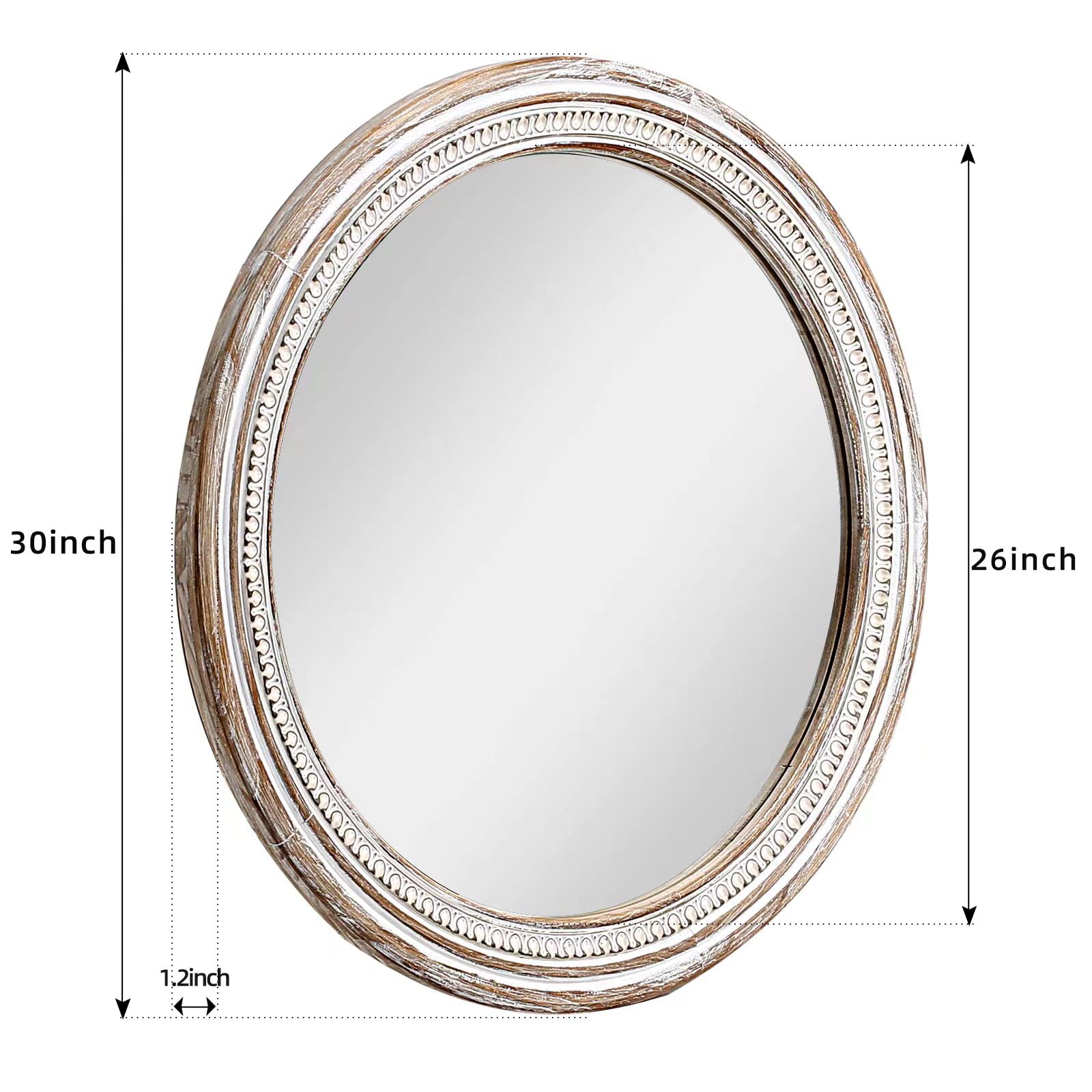 Specchi rotondi in legno, 76 cm, stile rustico, decorativo, con