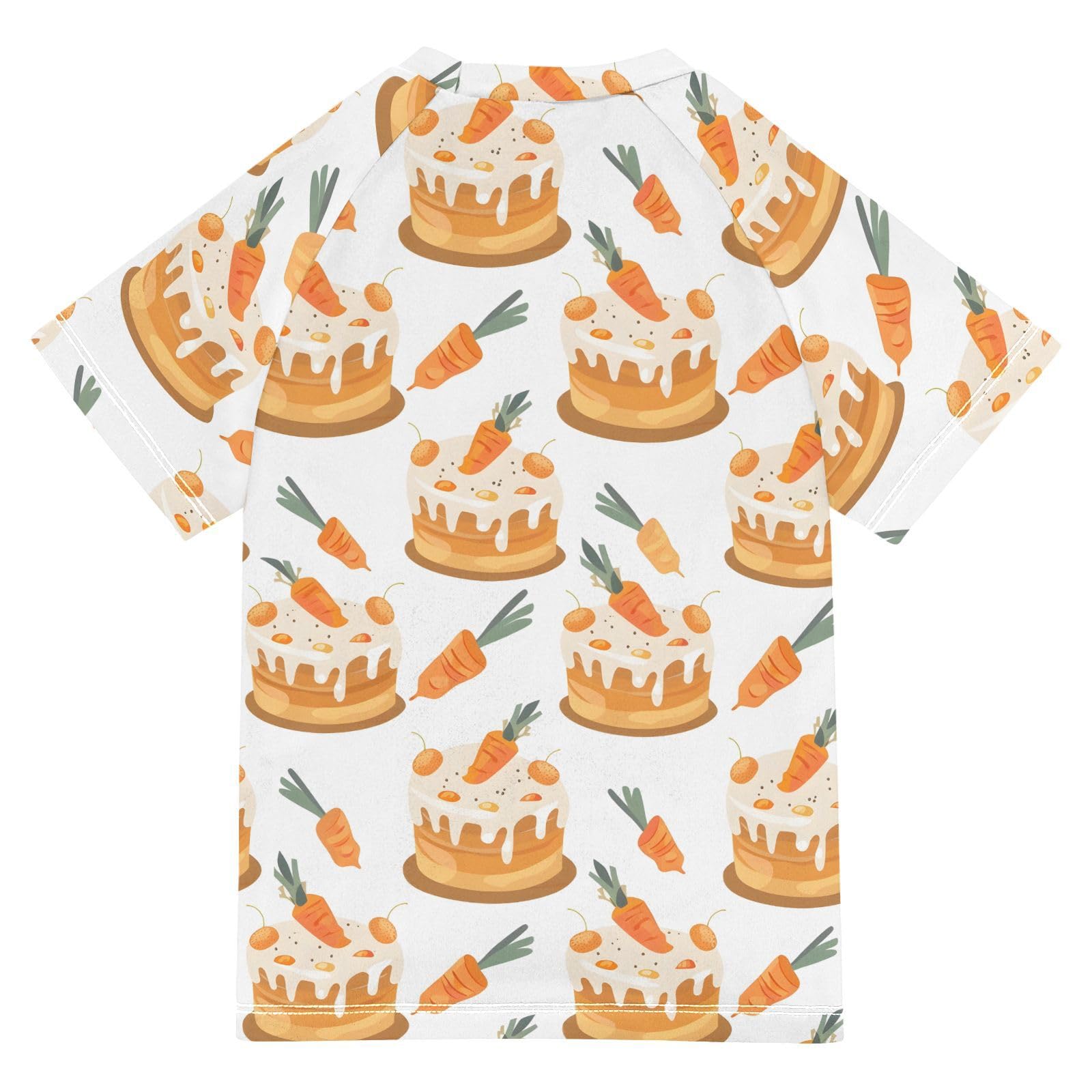 Boys Rash Guard Short Sleeve Swim Shirts for Boys Carrot Cake Sun Protection 7-8T