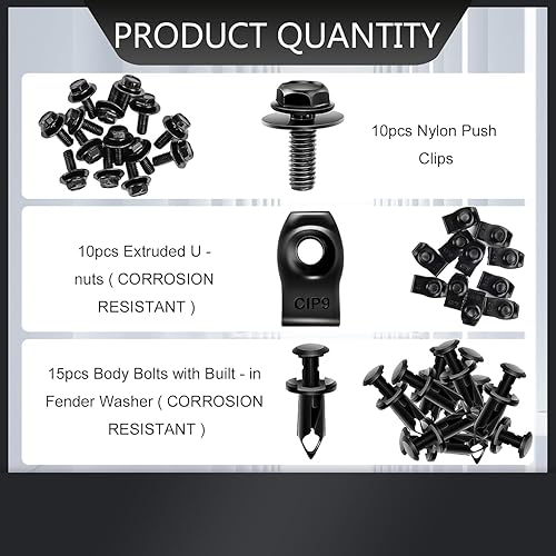 Miniatura 3 de 35 tornillos para el cuerpo de protección contra salpicaduras para motor debajo de la cubierta, forro de defensa de parachoques, retenedor de