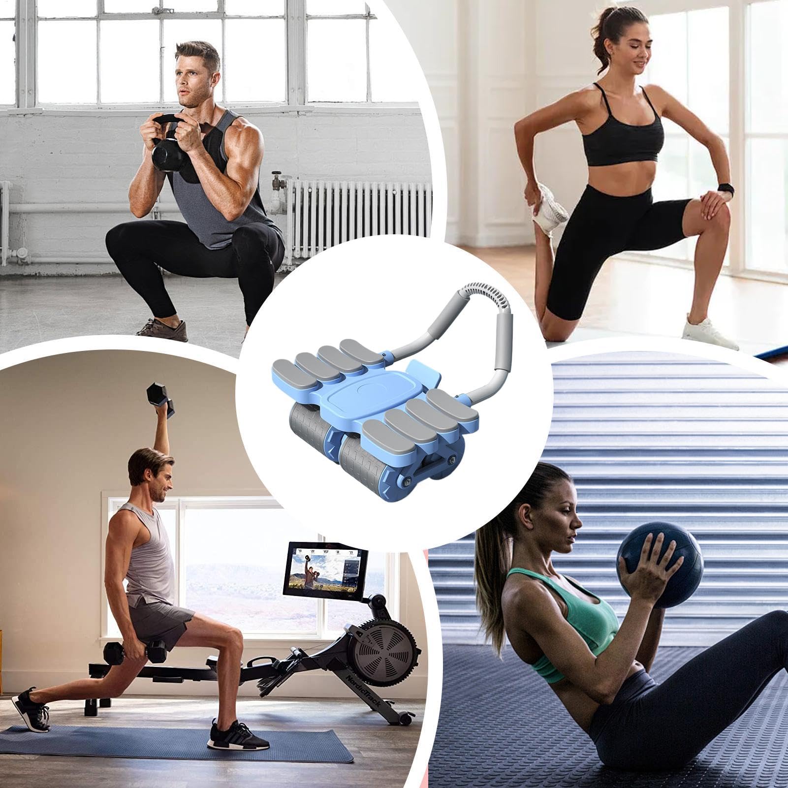 Abs Roller, Gym Ab Trainer with Elbow Support, PP Core Workout Equipment, przenośne narzędzie do ćwiczeń brzucha, do domu, na podróż, do treningu fitness w okolicy, 40 x 40 x 30 x 9,45 cm