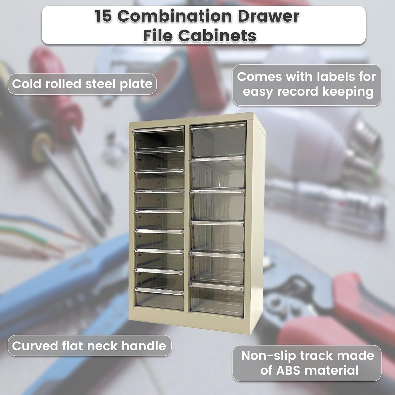 File Cabinets 15 Drawer Document Storage Cabinet Paper Organizer Filing Cabinet Combination Model with Large and Medium Drawers