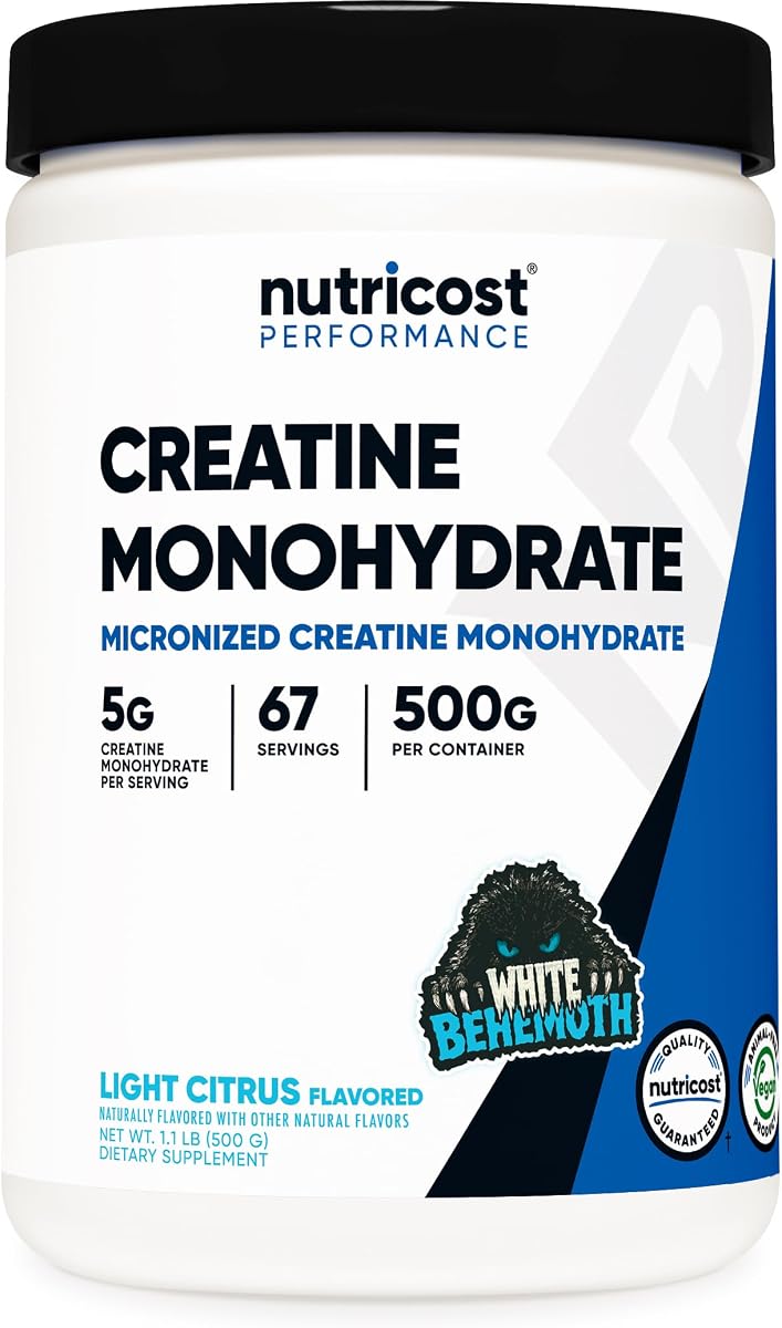 Nutricost Creatine Monohydrate Powder (White Behemoth) 500 Gram | Micronized Creatine Supplement, Gluten-Free, Vegan, GMO-Free, 67 Servings