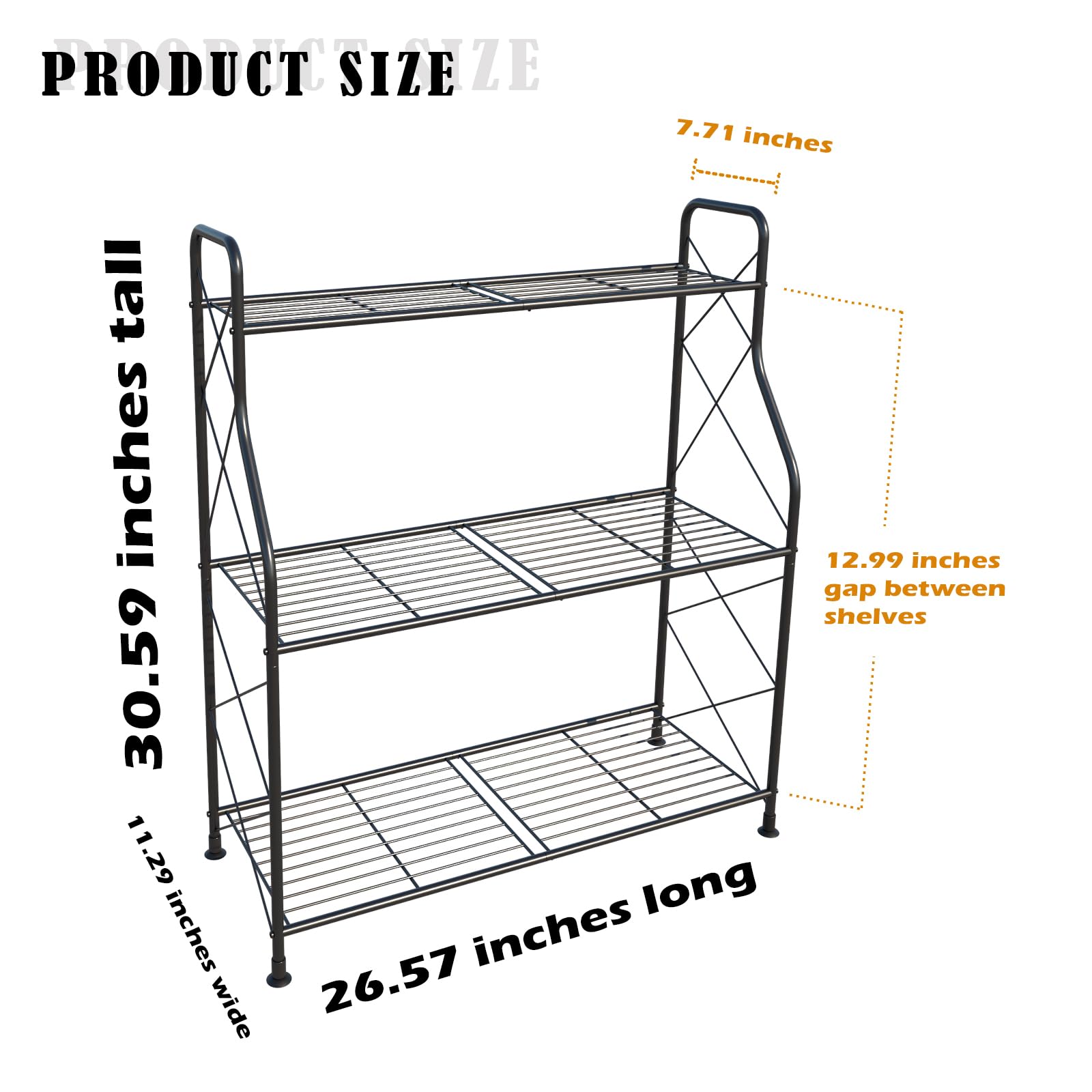 YisanCrafts 3-Tier Shoe Rack for Closet Metal Shoe Organizer for Entryway, Extra Large Capacity Wide Shoe Storage Shelf with Sturdy Wire Grid for Closet Floor, Bedroom, Wire Grid, Black