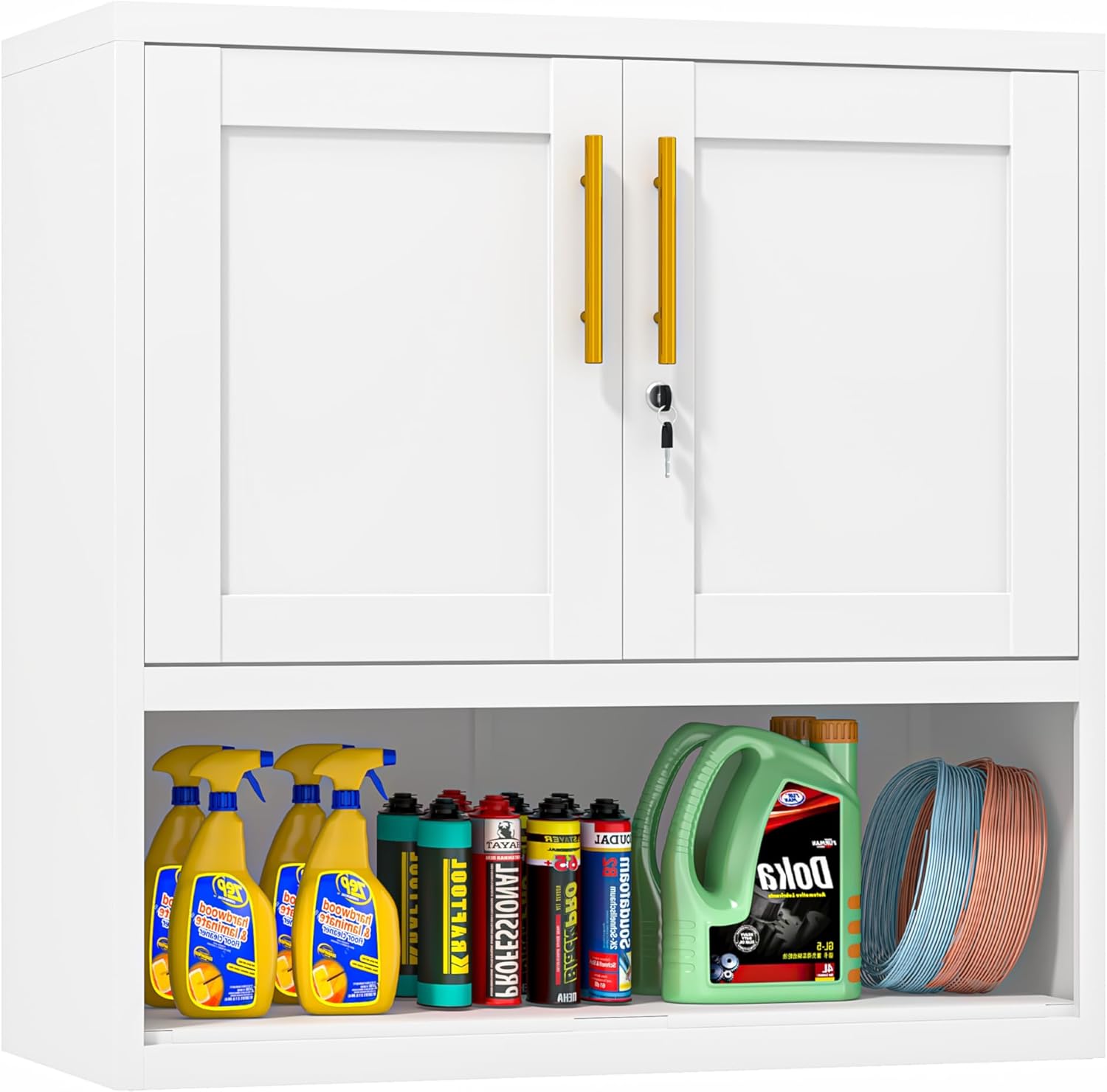 Metal Bathroom Wall Cabinet, 27.5" H White Bathroom Cabinet Wall Mount with Adjustable Shelf, Over The Toilet Storage Cabinet Medicine Cabinets for Bathroom, Kitchen