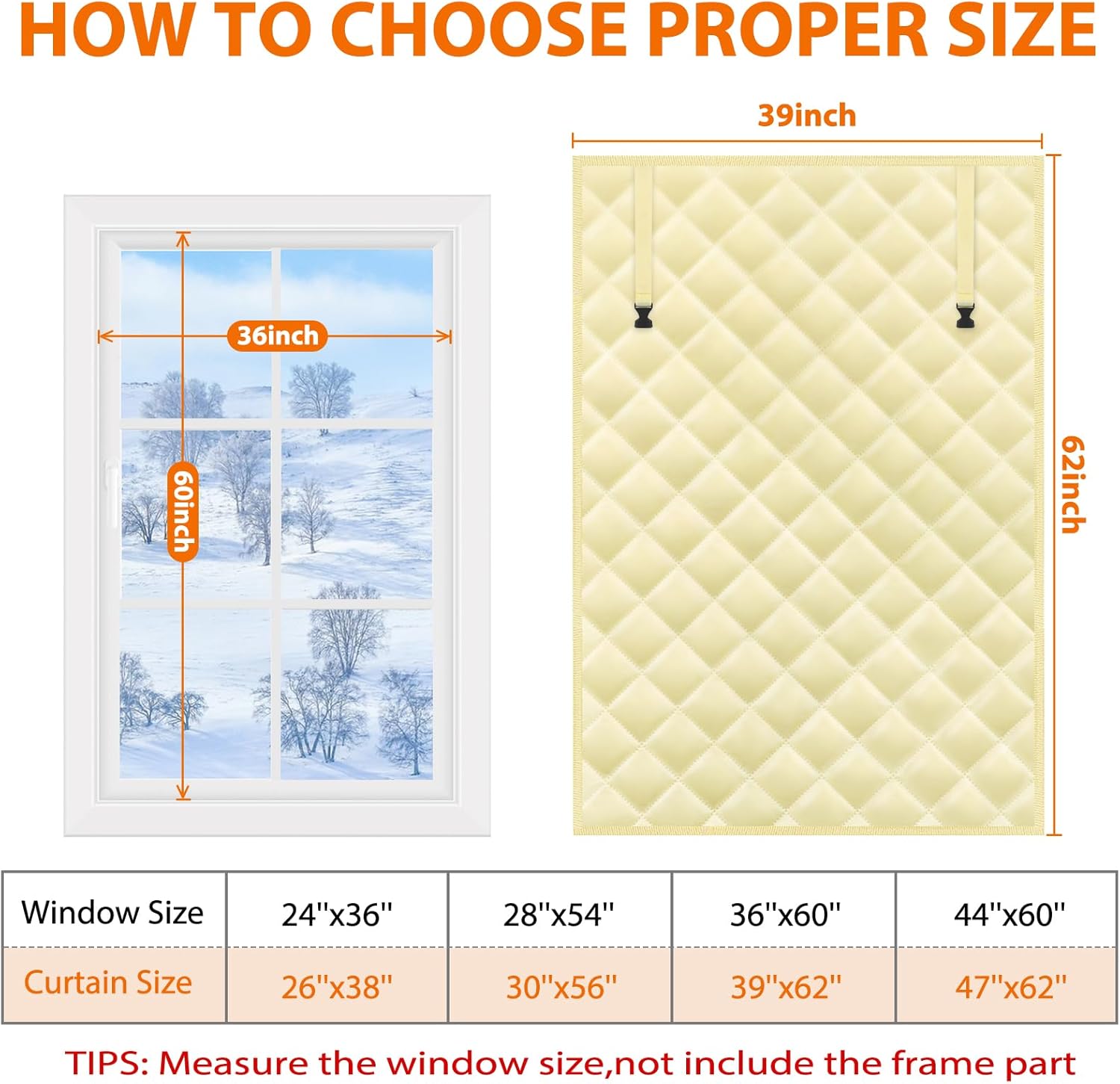 3 layer 39" x 62" thermal insulated window cover,oxford windows blanket curtains winterizing kit window insulation for winter keeping warm 62"x39"