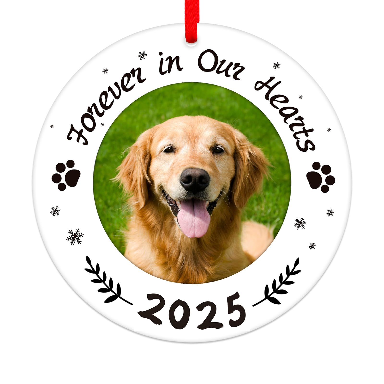 WaaHome Picture Frame Dog Memorial Christmas Ornaments 2025 - Forever in Our Hearts Pet Memorial Ornaments for Christmas Tree, Pet Sympathy Remembrance Gifts for Loss of Dogs Cats Pets