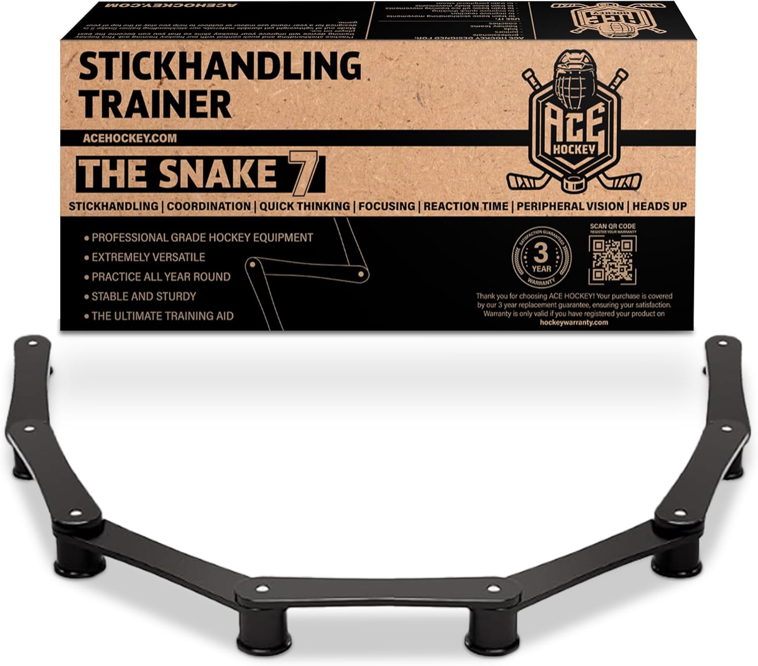 ACE HOCKEY The Snake Trainer - Lightweight Stickhandling Training Tool - Hockey Training Equipment for Puck Control, Reaction Time and Coordination - Portable, Durable and Adjustable
