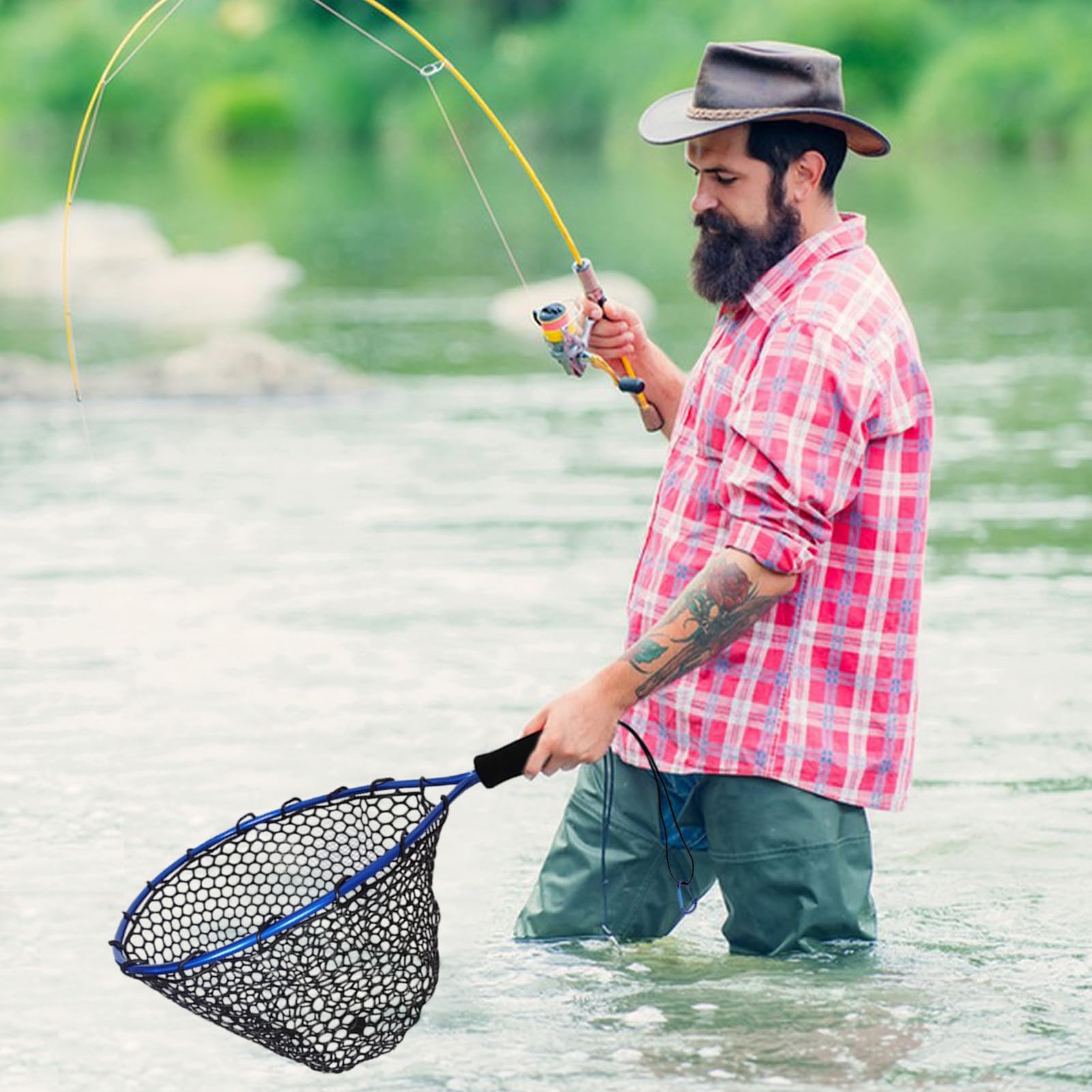 Reti da pesca multifunzione con manico, rete da pesca per gamberetti, per spiaggia, kayak, stagno, sopravvivenza, ruscello, montagna, acquari