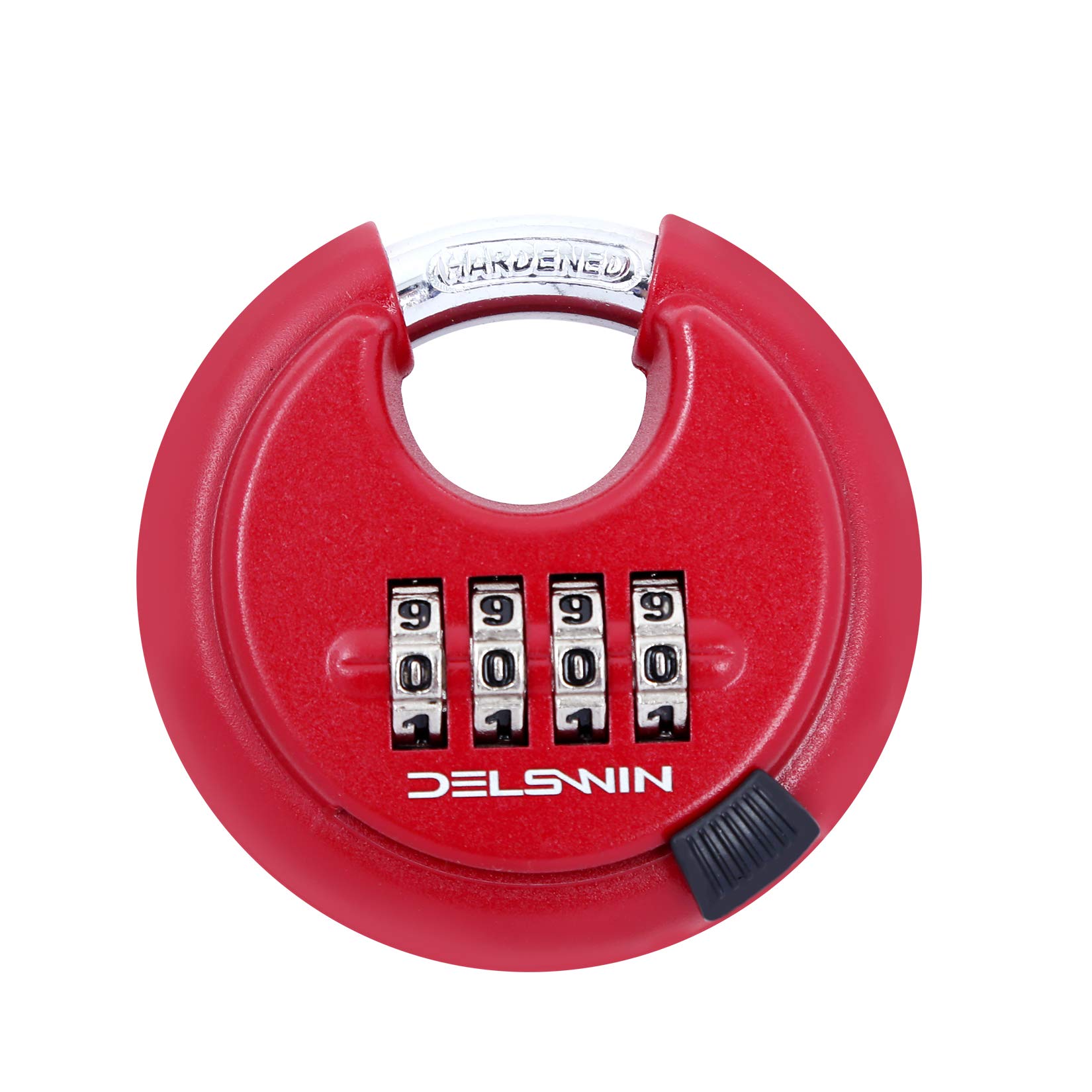 Sponsored Ad - DELSWIN Outdoor Combination Padlock - 4 Digit Heavy Duty Disc Lock with Hardened Shackle,Combo Padlock for Gate,Storage Unit,Fence(25/64" Shackle, Red,1Pcs)