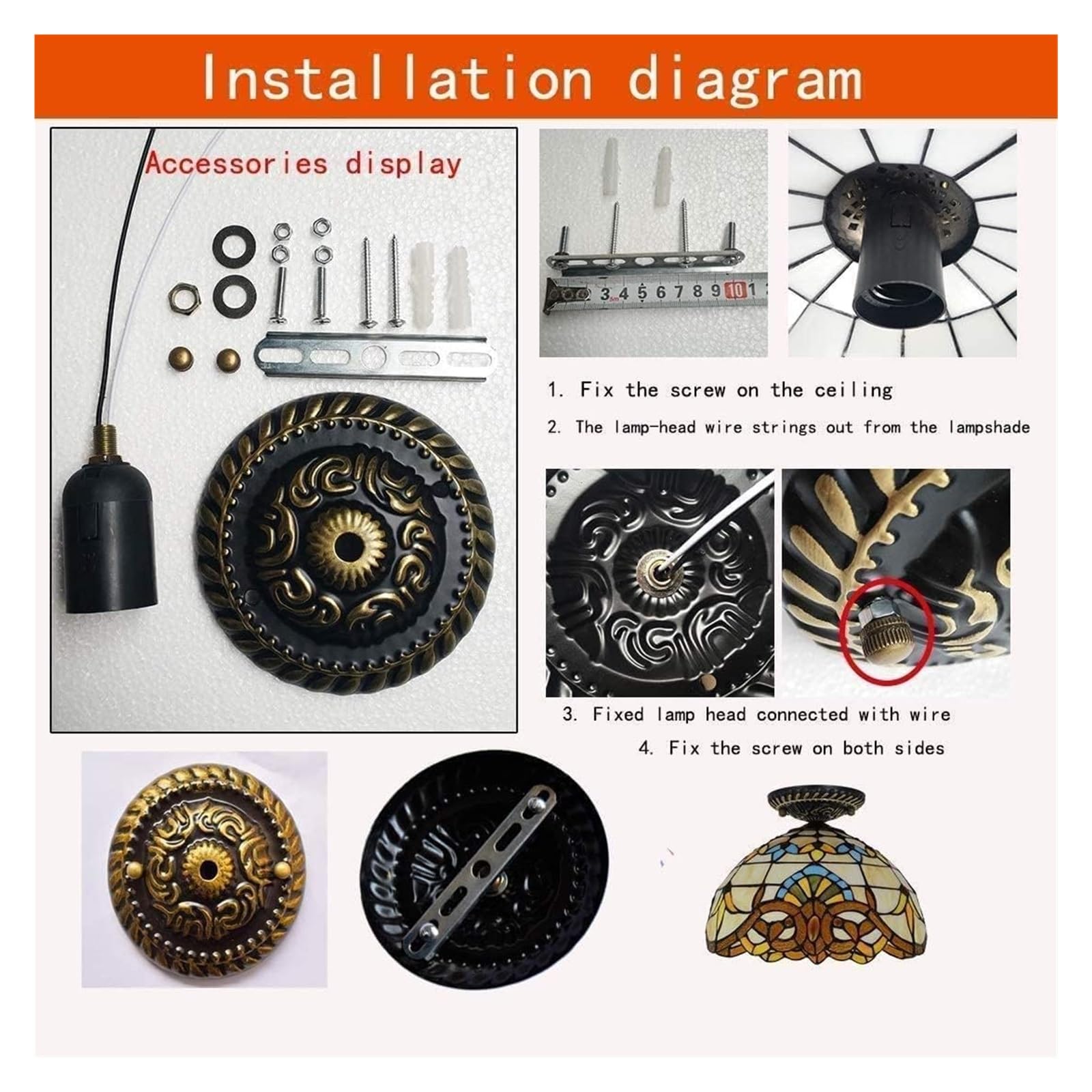 Lampa Sufitowa Lampa Sufitowa W Stylu Tiffany, Lampa Sufitowa 16 Cali Dragonfly Red Design I Witraż Lampa Sufitowa W Stylu Tiffany Do Sypialni