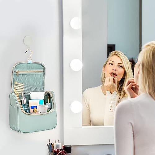 Miniatura 6 de Bolsa de maquillaje de viaje bolsa de cosméticos portátil a mano bolsa de cosméticos para mujer bolsa de aseo grande forro polar verde con licencia