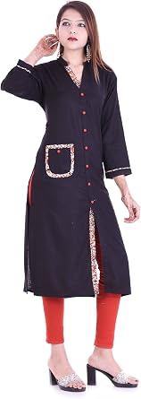 Chichi Indian Women's Plain Rayon Kurti Top