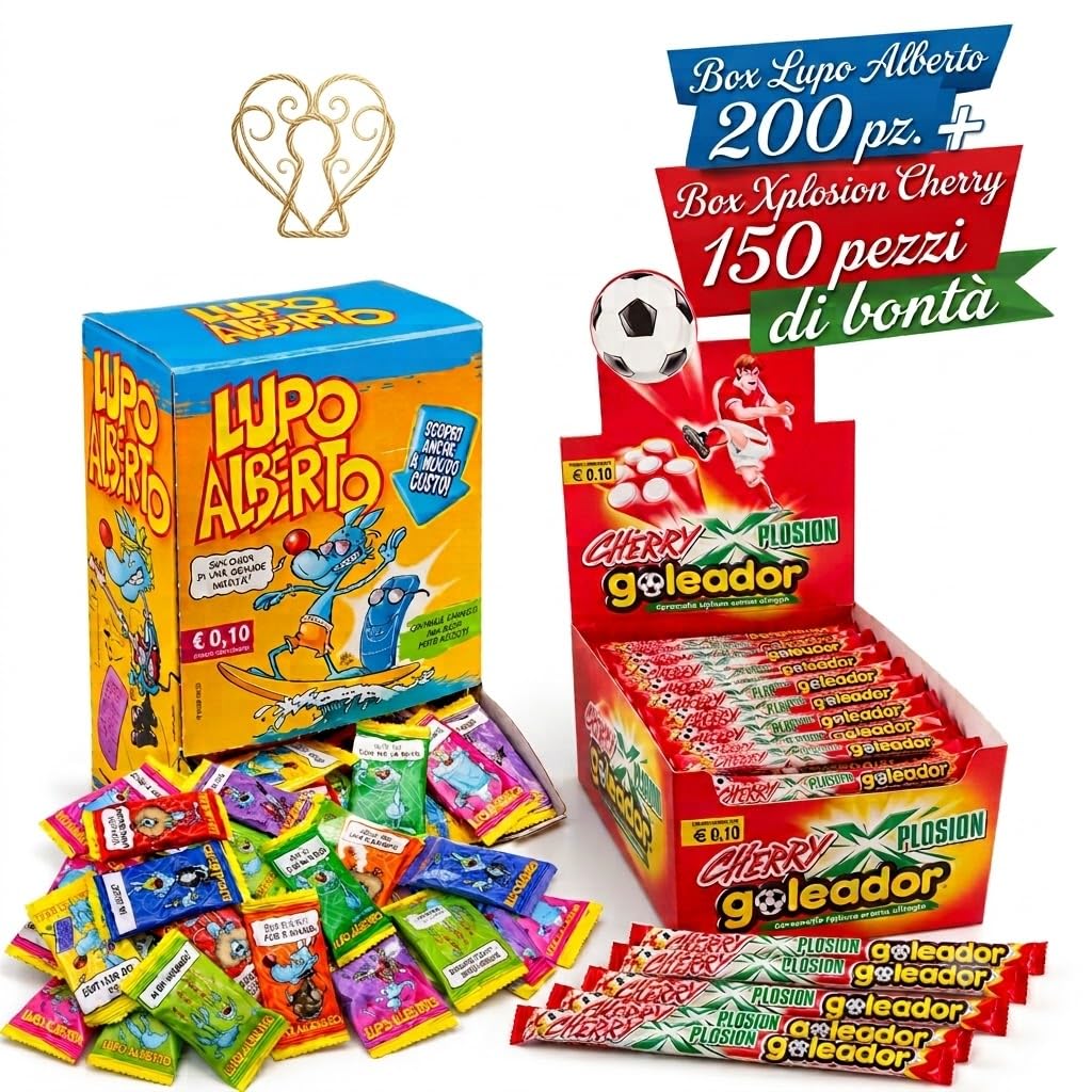 Perfetti Lupo Alberto + Xplosion Cherry Caramelle Totale 350 Pezzi