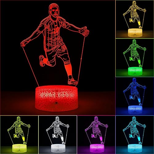 Miniatura 6 de Argentina Soccer Player #10 Lámpara Illsuion 3D para niños, con control remoto y táctil inteligente, lámpara regulable, fanáticos del fútbol para