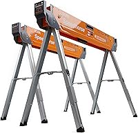 BORA Speedhorse PM-4500T Sawhorses 2 Pack - Heavy Duty Folding Metal Top for 2x4, 3600 lbs Capacity, Quick Deploy for Woodworking Contractors