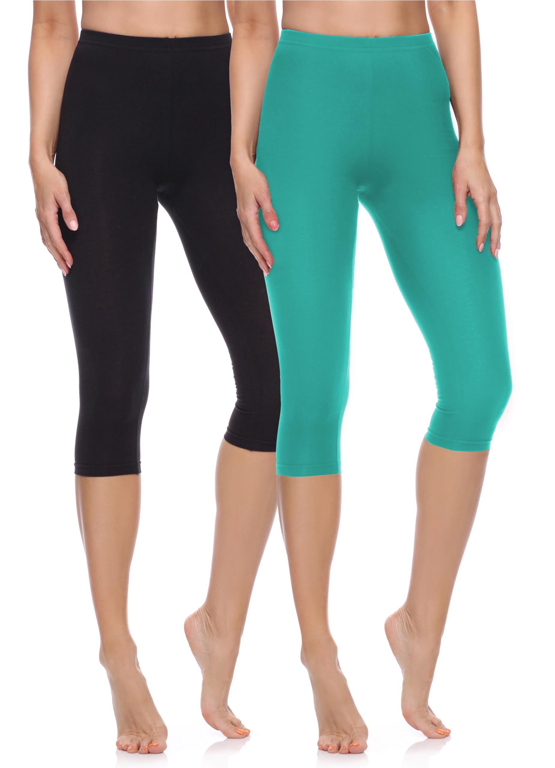 Merry Style Leggings Donna 3/4 Pantaloni Capri Morbidi e Confortevoli Leggins Donna in Cotone Traspirante Elastici e Delicati sulla Pelle Sensibile MS10-199