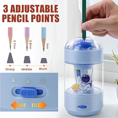 Miniatura 3 de Sacapuntas eléctrico con entrada y salida automática, sacapuntas robot completamente automático para varios tipos, lápices recargables, manos