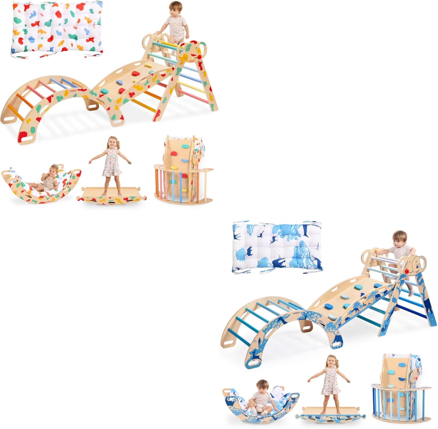 wingyz Rainbow & Blue Pikler Triangle Dual Climber Set