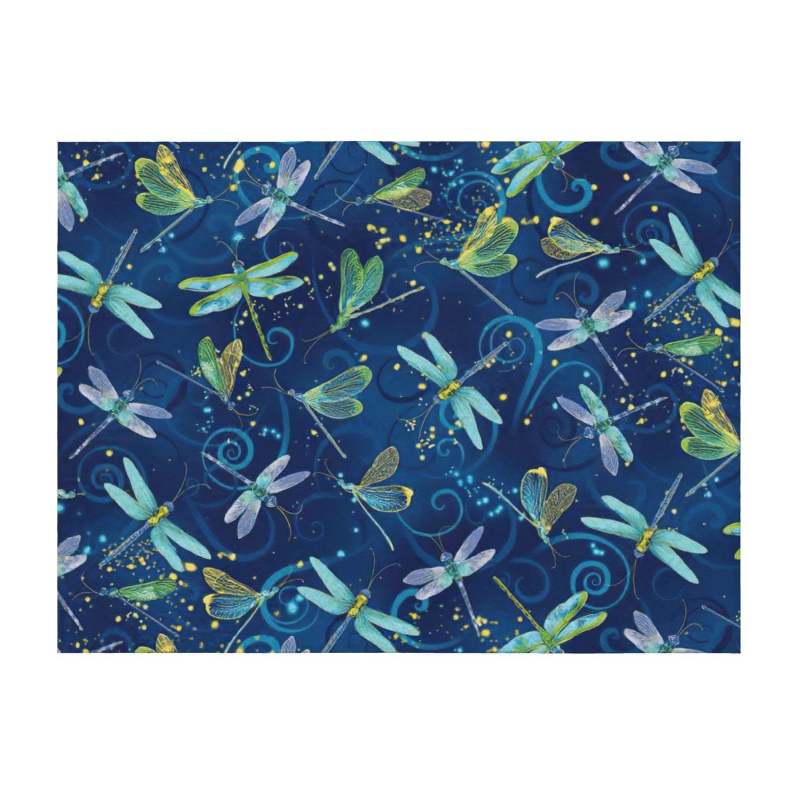 Couverture légère libellule bleue pour éviter d'avoir trop chaud au lit