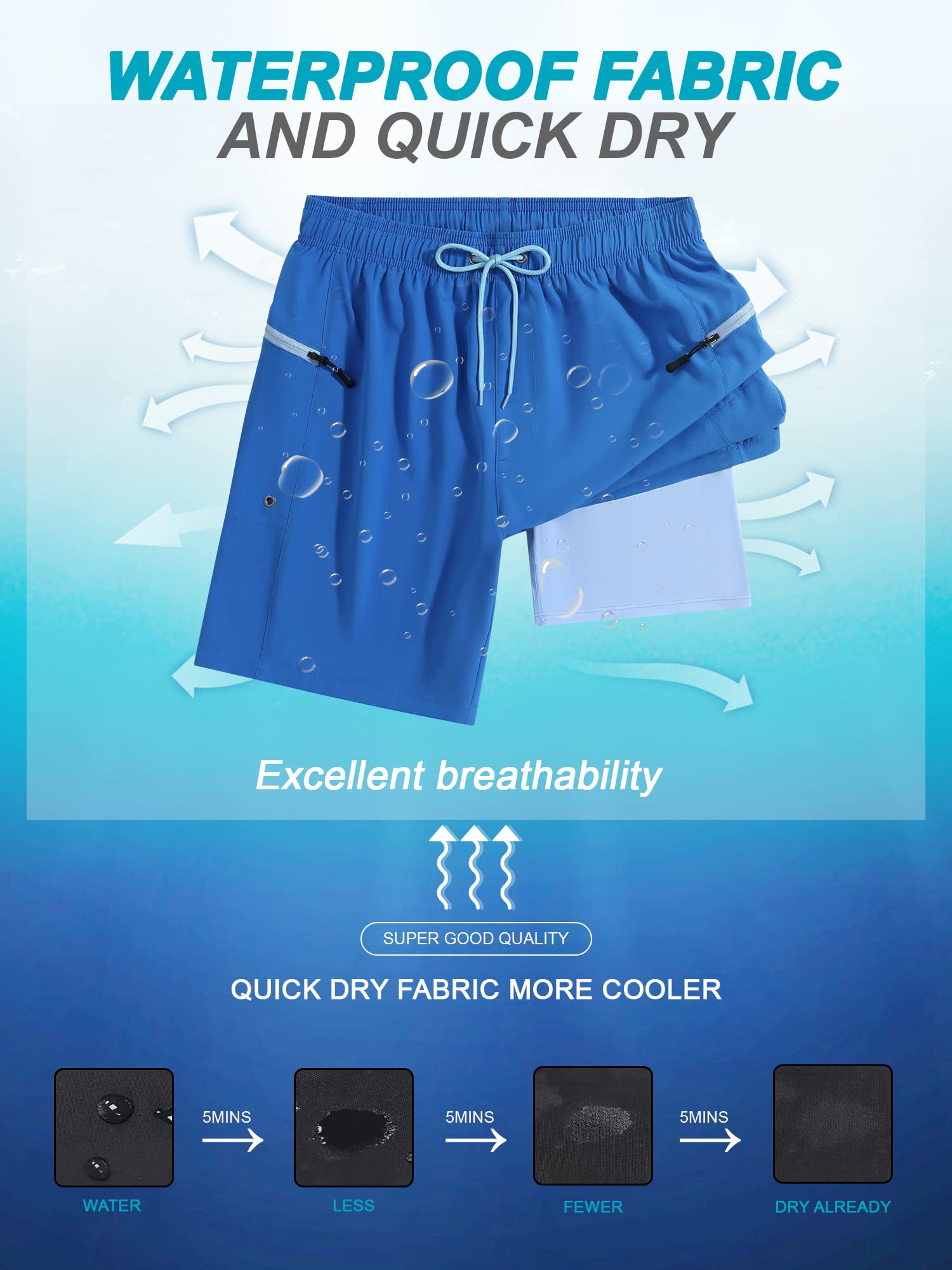 SILKWORLD Mens Bathing Suit 4 Way Stretch Mens Boxer