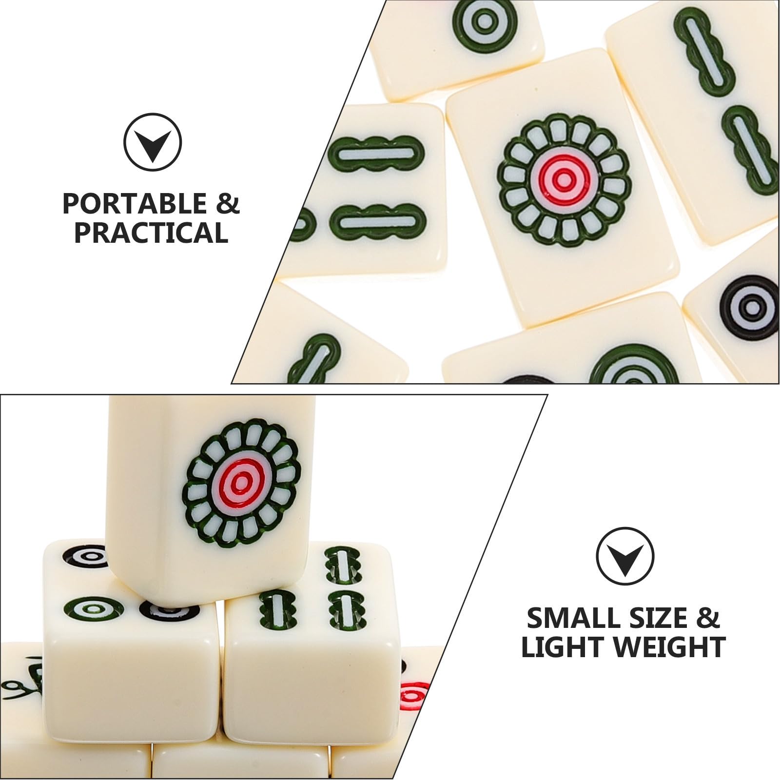 Kleiner Mahjong Reiseset Weiß aus Melamin und PVC Tragbares Tischspiel mit Kompletter Ausstattung für Riegel und Partys Stressabbauendes Kreatives Spiel