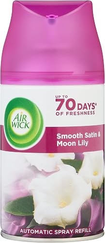 Air Wick 250ml Air Freshener, Freshmatic Automatic Spray, Smooth Satin & Moon Lilly, Refill Spray, Household Cleaning, Up To 70 Days Of Continuous Fragrance (Packaging may vary)