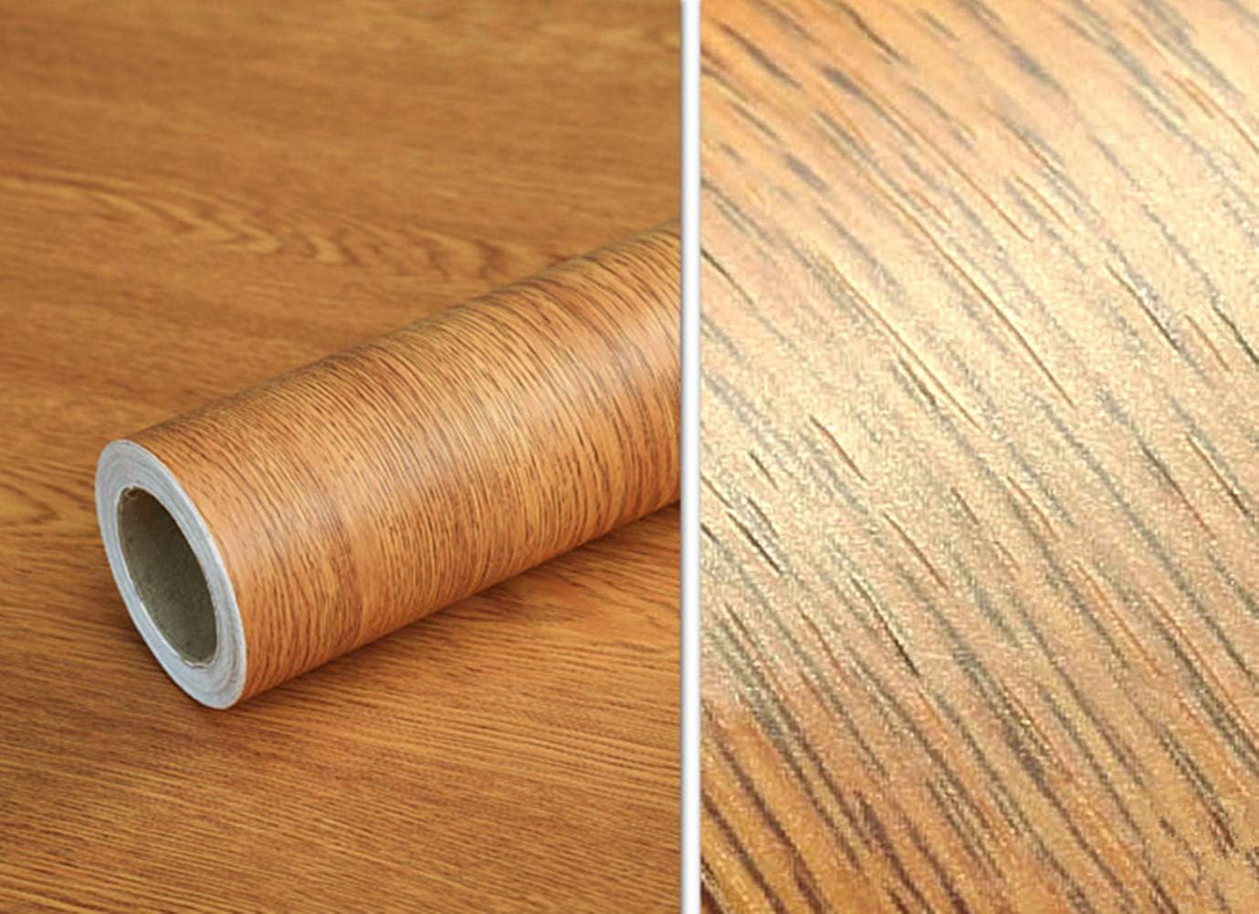 UPREDO Brown Wood Grain Adhesive Paper Wall Paper Vinyl Funitures Dresser Drawer Cabinet Sticker (15.8X79inch, Brown)