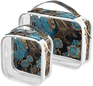 2 Pack Blue and Golden Peacock clear decorati...