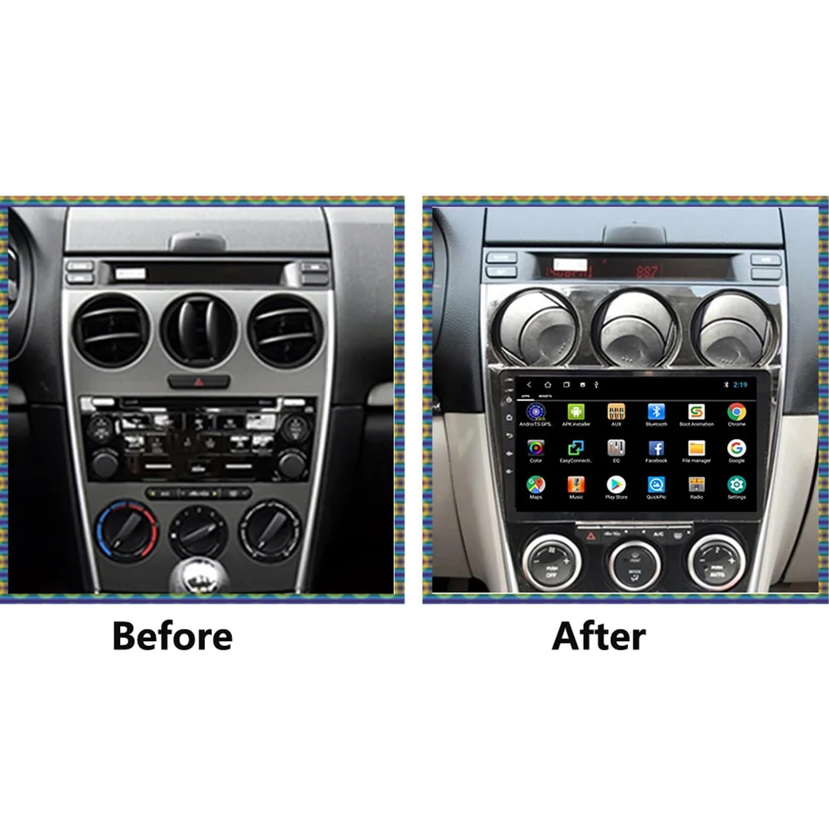 Radio para Automóvil con GPS para Mazda 6 2002-2007 Android 15 9 Pulgadas Portátil de Pantalla de Coche Lien Miroir para, 4 Core 2G+64G